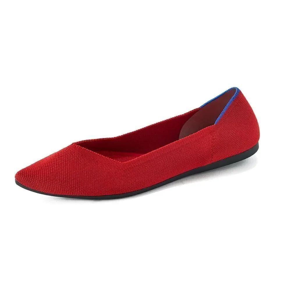 Rothy's The Point Ballet Flat Knit Fabric Size W8 Red Pointed Toe